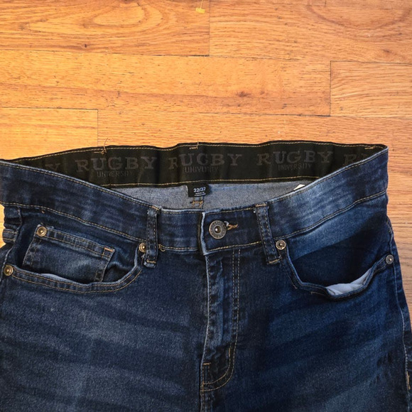 Rugby University Slim Fit Jeans Mens Flex Waist Size 32x32 Stretch Flex Comfort - Picture 2 of 9